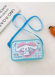 Sanrio قطعة واحدة حقيبة كتف صليب صغيرة للبنات بتصميم Kuromi وCinnamoroll من جلد البولي يوريثان، حقيبة مربعة للأطفال