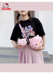 Sanrio حقيبة عبر الجسم بنمط كارتوني كيتي مرحبا قابلة للاستخدام كحقيبة كتف هدية للفتاة