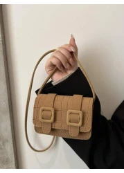 1pc Girl Frosted Indentation Mini Square Bag Fashion Cross Body Red Envelope Casual Lightweight Play Comfortable Fabric Suitable For Daily Outing Play School Commuting Use For Friends The Perfect Gift