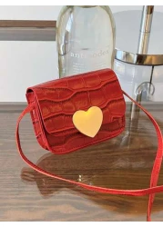 Heart Shaped Fashionable Girl s Shoulder Bag PU Leather Crossbody Mini Square Bag With Coin Purse