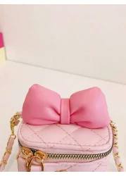 حقيبة كتف شيك متعددة الاستخدامات ذات سلسلة صغيرة بتصميم الفيونكة للبنات