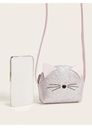One Piece Girls Kitten Light Pink Gretel Half Circle Cute Mini Crossbody Bag Gift For Daily Use