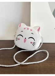 حقيبة كتف صغيرة أنيقة للفتاة الصغيرة مصنوعة من الجلد ومزينة بسحاب مناسبة للاستخدام اليومي في جميع الفصول