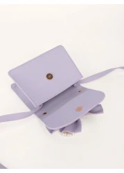 1pc Girls Lovely Mini Dual Fabric Bow Knot Handbag Crossbody Bag For Everyday Outfits