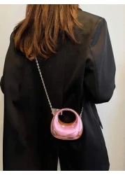 1 Mini Solid Color Diagonal Shoulder Bag Made Of Acrylic Material With A Korean Style Fashion Simple And Fashionable The Large Capacity Button Is Suitable For Girl And Is The Best Choice For School Sh