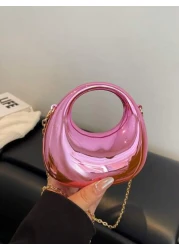 1pc Simple Handbag Acrylic Crescent Bag New Bright Chain Bag One Shoulder Handbag Fashionable Multifunctional One Shoulder Crossbody Evening Bag Suitable For Teenagers To Travel Daily Matching Suitabl