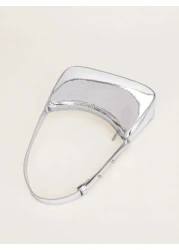 1 حقيبة يد من المرآة الفضية، حقيبة جلد لامعة انعكاسية، حقيبة كتف