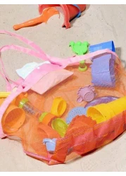 1pc Kids Summer Beach Mesh Bag Waterproof Design For Sand Toys Storage Beach Digging Tool Organizer Net Tote
