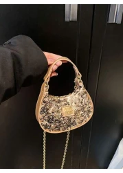 Fashionable Sparkling Mini Handbag Cute Crossbody Bag Adorable Mini Shoulder Bag Essential Holiday Gift