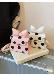 1 قطعة حقيبة شفاه صغيرة أنيقة وجميلة ذات نقوش دائرية فرنسية عصرية ذات حمالة واحدة وحمل متقاطع، مناسبة للفتيات