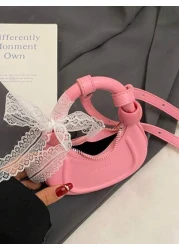 1pc New Fashion Solid Color Simple Crescent Moon Handbag Mini Crossbody Bag