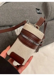 1 قطعة حقيبة يد صغيرة السعة من خامة البولي يوريثان للبنات مع حزام كتف قابل للإزالة والتعديل، تصميم إغلاق بسوست