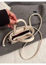 1pc Simple Fashionable Girls Handbag Solid Color PU Leather Letter Shoulder Crossbody Bag