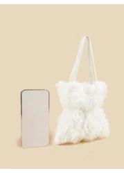 1pc Sweet Lady New Arrival Minimalist Rose Flower Design Handbag Tote Bag For Phone And Coins