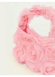 قطعة واحدة حقيبة يد صغيرة مزينة بزهرة الوردة لأطفال موضة، تصميم مطوي لبتلات الزهور متعدد الاستخدامات