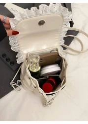 1pc New Fashionable Dual Tone Floral Trim Handbag Waterproof Light Weight Suitable For Commute And Outdoor Use