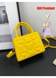 1pc Vintage Heart Quilted Handbag Casual Shoulder Crossbody Bag For Daily Use 1pc Purple Gift Pendant