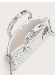 1pc Girls Crocodile Grain PU Shell Handbag Minimalist Chain Shoulder Crossbody Bag