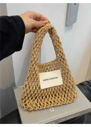 حقيبة يد صغيرة مصنوعة من النايلون مع إغلاق مفتوح، نسيج مجسم مثقب صيفي، حقيبة جيب للهاتف المحمول، مريحة ومناسب