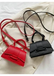 A Mini Niche Elegant Pu Material Solid Color Simple Casual And Versatile Flip Handbag Lipstick Bag That Can Be Worn On One Shoulder Across The Body Suitable For Daily Use Going Out Traveling Vacationi