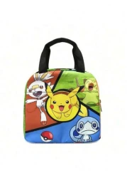 pokemon 3D Printed Pet Cartoon Large Capacity Portable Lunch Bag With Work Insulation Belt And Children s Meal Bag