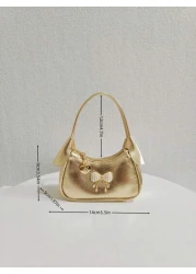 حقيبة يد مزينة بعقدة اللؤلؤ للأطفال، حقيبة كتف هدية فاخرة عصرية للبنات، محفظة صغيرة أميرة