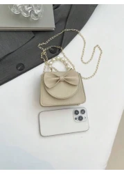 1pc Handbag Pu Flip Top Opening And Closing New Mini Sweet Bow Hot Selling Exquisite Small Square Bag Ins Summer Fashion Handbag Messenger Bag Suitable For Daily Travel And Shopping It Is A Perfect Gi