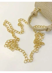 1 Pc New Style Girl s Fashionable Sequin Knotted Handbag Pu Material Magnetic Buckle Light And Fashionable Simple Business Style A Must Have For Daily Shopping And Commuting