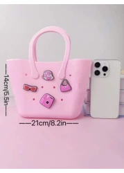 1pc Children s New Solid Color Letter Detachable Silicone DIY Handbag