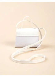 1pc Mini Rainbow Colored Grid Glitter Bowknot Shoulder Bag Coin Purse For Girls