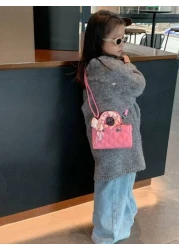 حقيبة يد صغيرة جديدة مع وشاح مطرز، حامل أحمر شفاه، حقيبة كروس عصرية