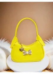 Rhinestone Pearl Bow Decor Girls Handbag New Autumn Winter Fashion Kid s Mini Bag Princess Style Coin Purse Cute Tote Bag Christmas Gift Birthday Present Candy Bag Lipstick Case Accessory Pouch Snack