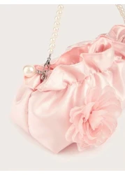 1pc Ruffle Cloud Mobile Phone Coin Purse Floral Pearl Hand Held Clutch Bag
