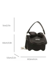 1pc Western Cute Korean Shoulder Bag Bow Chain Messenger Bag Fashionable Small Square Bag With Bow Decoration Fashionable Chain Shoulder Strap Messenger Bag Sweet And Cute Princess Style Handbag Suita