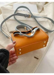 1 Pc New Model Girl s Fashion Retro Color Matching Handbag Pu Material Twist Lock Closure Crossbody Bag Simple And Elegant Casual And Versatile A Must Have For Daily Travel