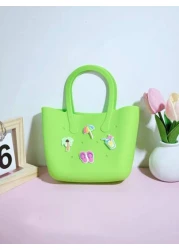 1pc Silicone Hollow Tote Bag For DIY Parent Child Storage Beach Use Suitable For Carrying Phone Messenger Bag Maternity Bag