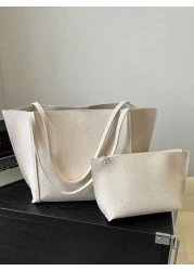 Large Capacity Shoulder Tote Bag Suitable For Shopping Wallet Purse Young Women College Students Beginners White Collar Very Suitable For Office University Work Business Commute Outdoor Activities Tra