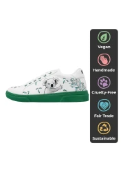 Dogo Women's Vegan Leather White Sneakers - Koala Hug Design