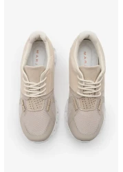 Marjin حذاء رياضي نسائي من Eva Sole Mesh Knit للجري والمشي رياضي Renvis Beige