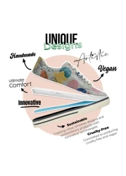 Dogo Women's Vegan Leather Multicolored Sneakers - Abstract Leaves Design