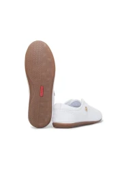 U.S. Polo Assn. حذاء رياضي نسائي من الجلد الطبيعي باللون الأبيض - حذاء كاجوال V6