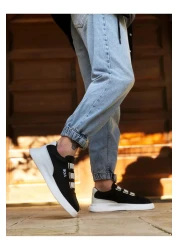 BOA Ba0329 3 خطوط سوداء وبيضاء مفصلة سميكة الوحيدة أحذية رجالية عادية