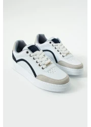 L.A Polo White Navy Blue Perforated Men's Sneaker