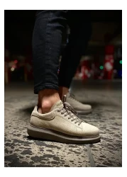 KN Fashion Mp044 Vt Lace-Up Suede Orthopedic High/Thick Sole Men's Sneaker Tan