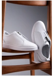 Ducavelli Ventu Men's Genuine Leather Sneaker, Zipper Sneaker, Genuine Leather Sneaker, Men's Sneaker