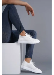 BZ Moda B112 BT Laced Orthopedic Sole Knitwear Men's Sneaker Shoes White