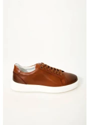 GERARDO AYAKKABI حذاء رياضي من الجلد الطبيعي للرجال باللون البني