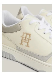 Tommy Hilfiger حذاء رياضي رجالي كاجوال برباط باللون البيج مع شعار FM0FM04968-AEF