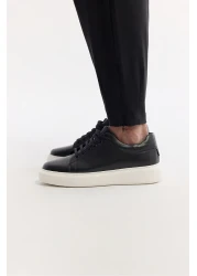 Avva Men's Black 100% Leather Flexible Sole Casual Shoes B008000