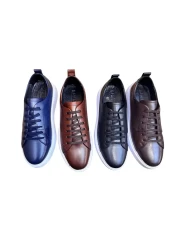 Greyybull Shoes Navy Blue Leather Sneaker Men's Shoes